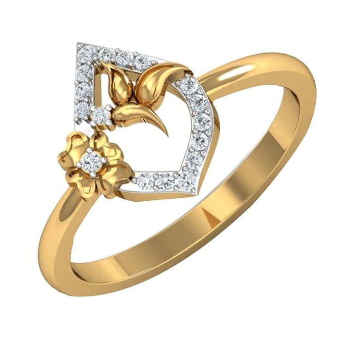 10 Kt Solid Yellow Gold Diamond Floral Shape Rings For Her Anniversary Gifts For Her 